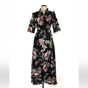 Yu & Me Paris floral print ruffled wrap maxi dress, size L